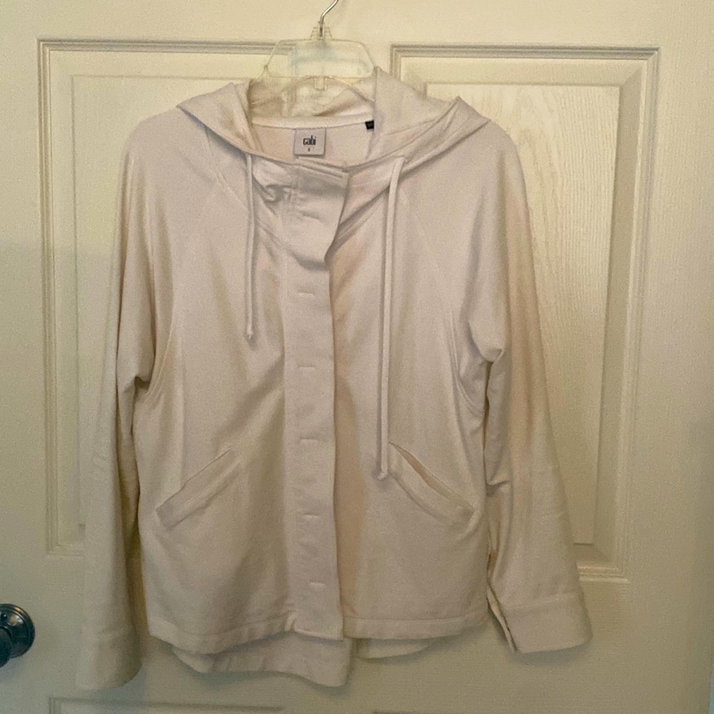 Cabi Soho Hoodie White Stretch sweatshirt jacket. Style 5152.